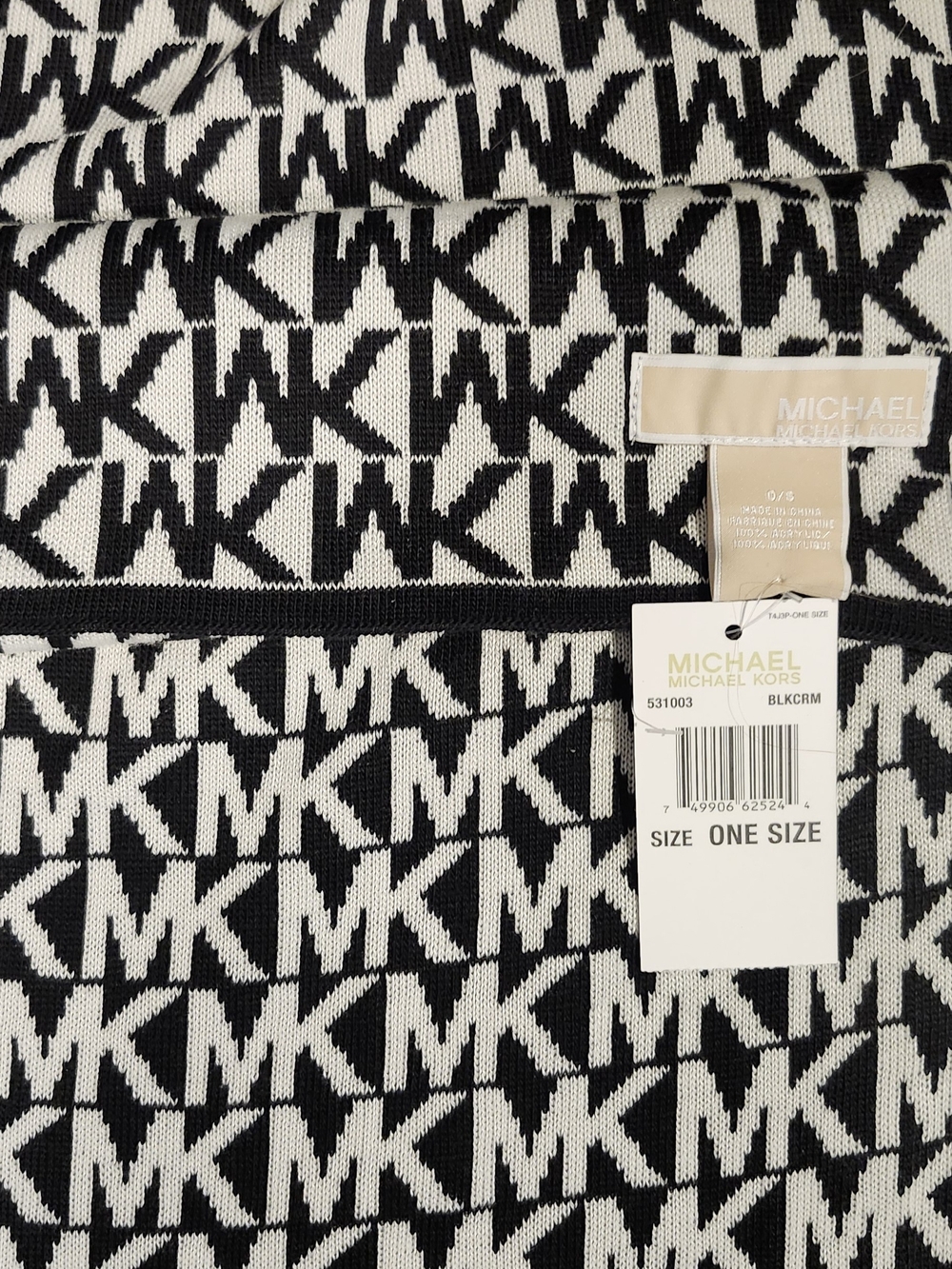 Michael Kors Black & Cream Logo Knit Scarf